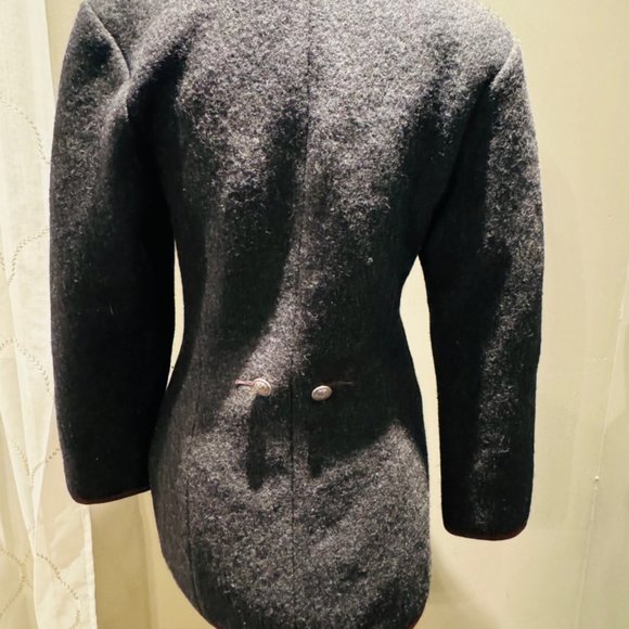 Vtg Geiger blazer  Sz 36 Black V Neck Boiled Wool Buttons Austria - Picture 4 of 8